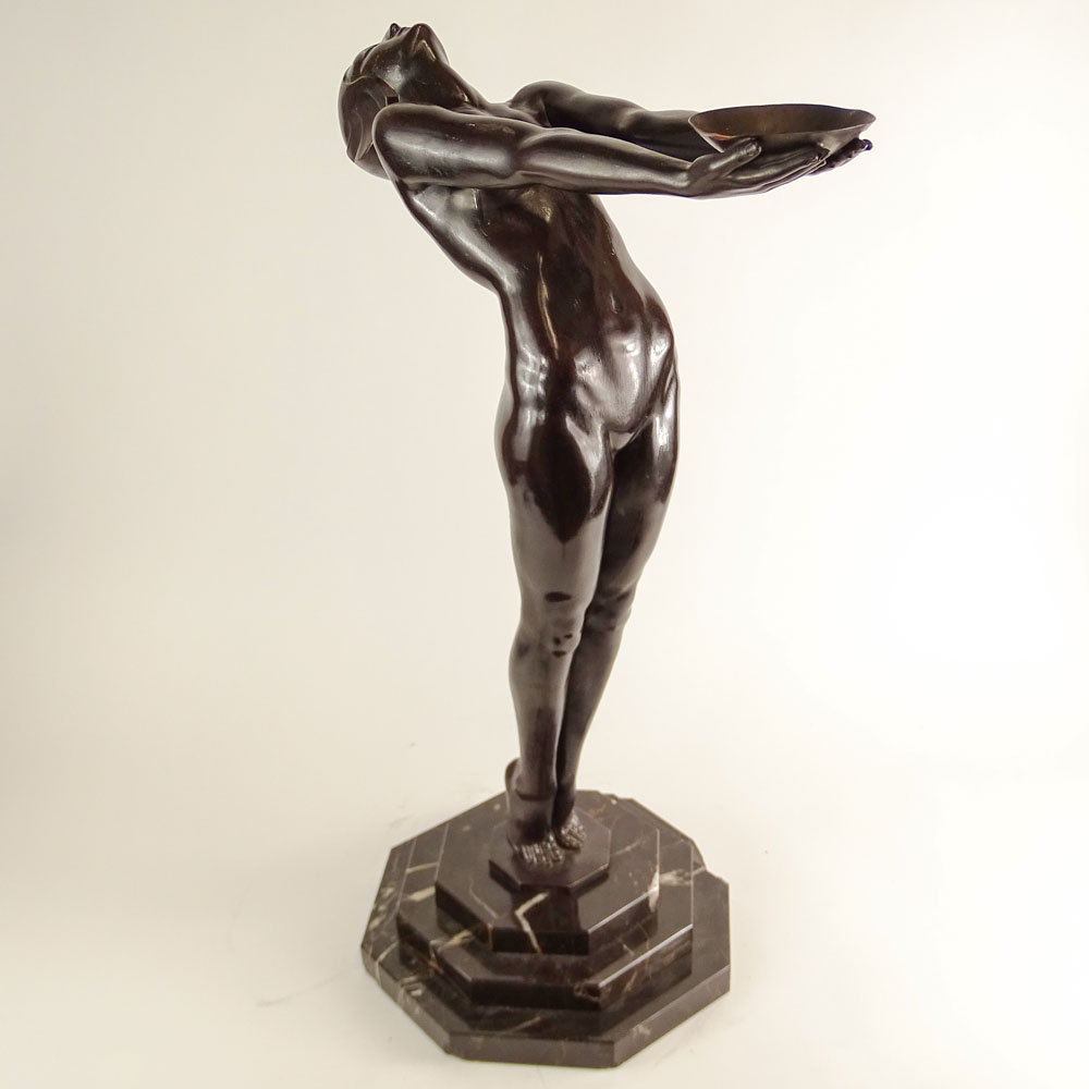 after: Max Le Verrier (1891-1973) Patinated Bronze Sculpture "Clarte" Inscribed. 