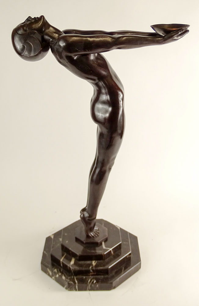 after: Max Le Verrier (1891-1973) Patinated Bronze Sculpture "Clarte" Inscribed. 