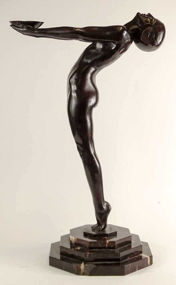 after: Max Le Verrier (1891-1973) Patinated Bronze Sculpture "Clarte" Inscribed. 