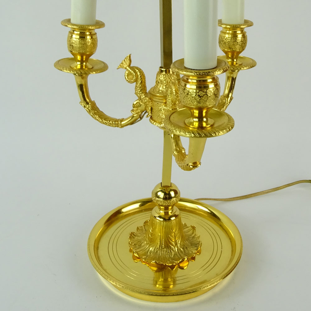 Mid 20th Century French Empire style Bouillotte Lamp with Tole Shade.
