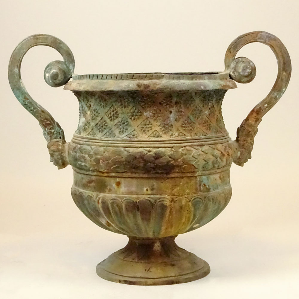 Large 20th Century Bronze Garden Urn.