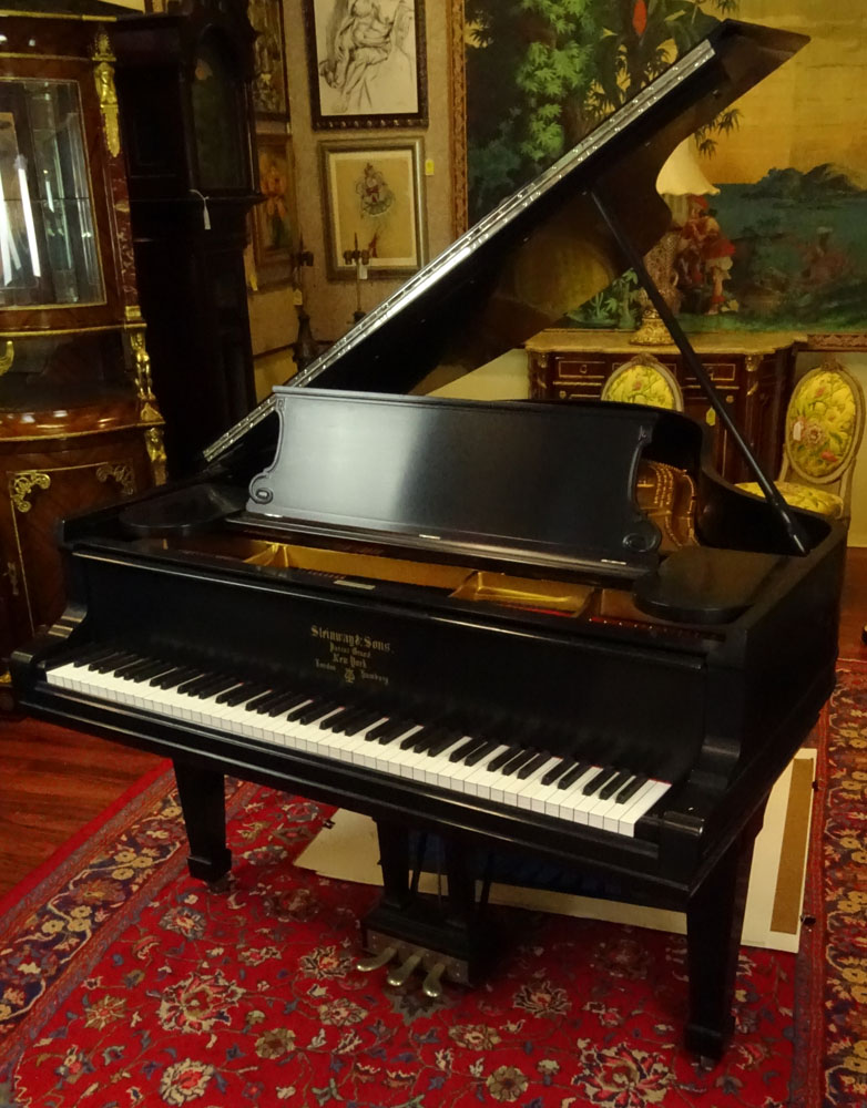 Steinway & Sons Patent Grand Piano. Ebony lacquer finish. Serial #75657. (1893) Measures 72" x 56". 