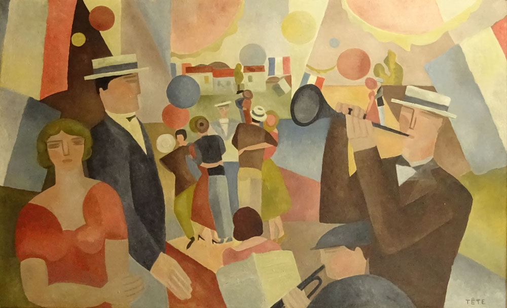 Maurice Louis Tête, French (1880-1948) Oil on Canvas "Concert" 