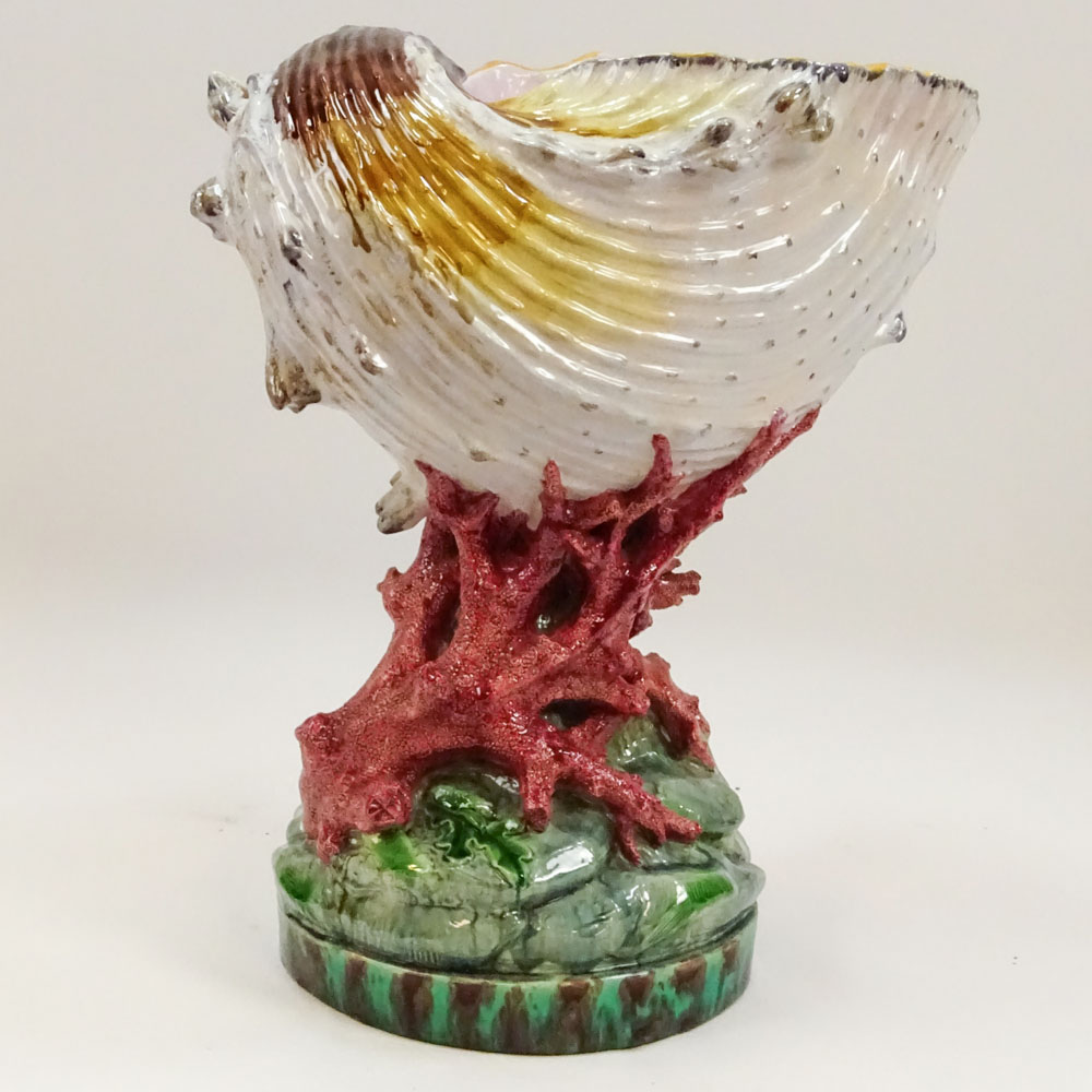 Important 19th Century Minton Majolica Nautilus Shell Jardinière.