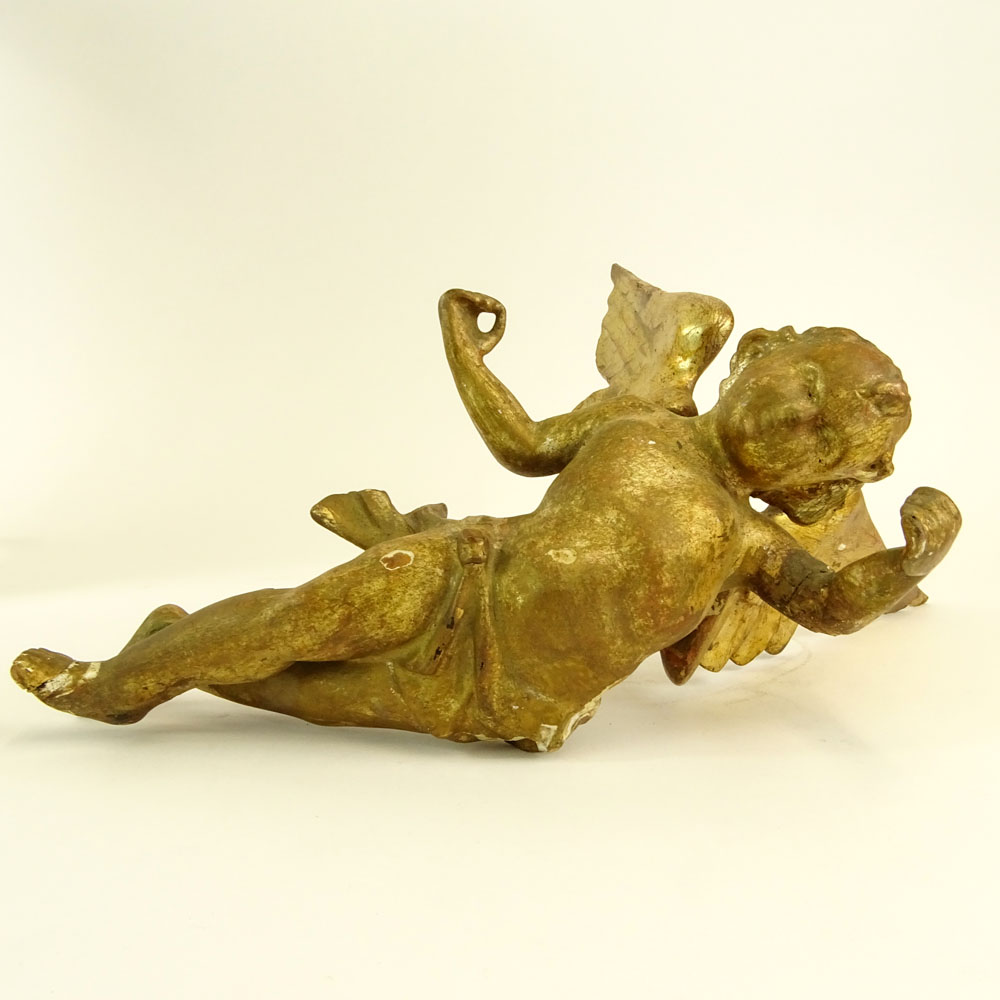 19th Century Probably Italian Carved in Gilt Wood Angel Figure.