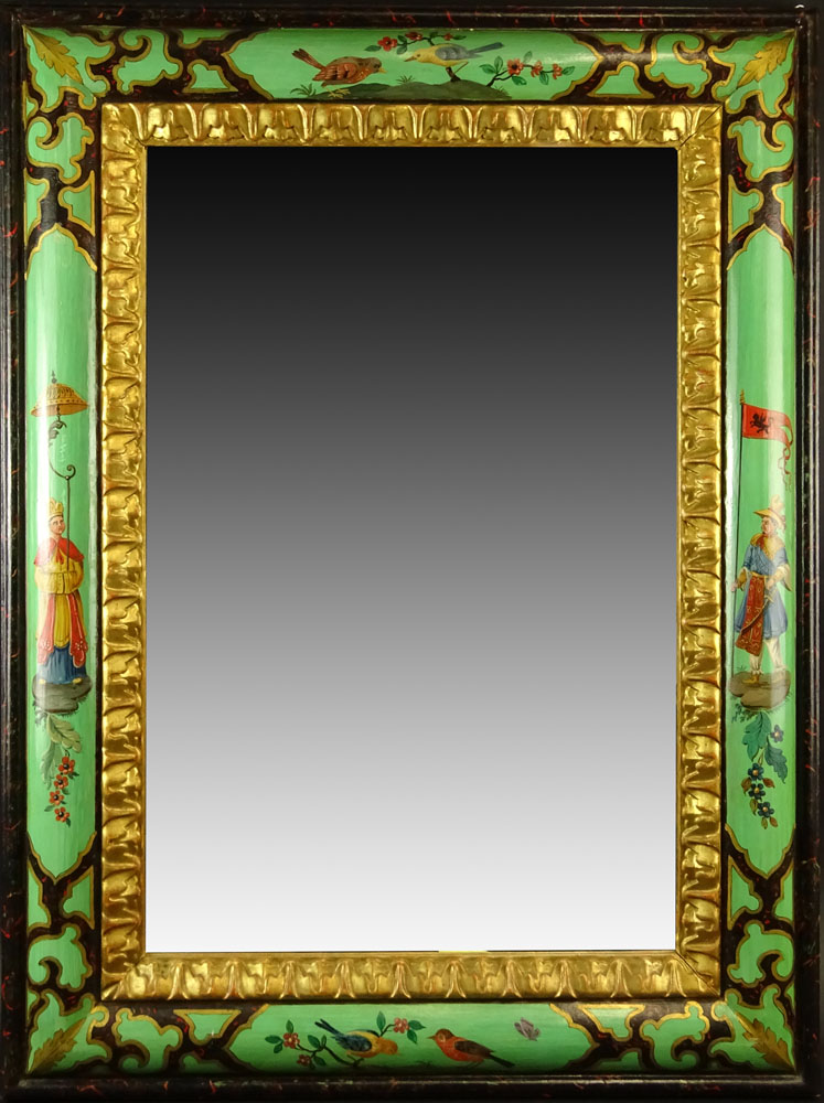 20th Century Hand Painted Wood Framed Mirror en suite with the previous