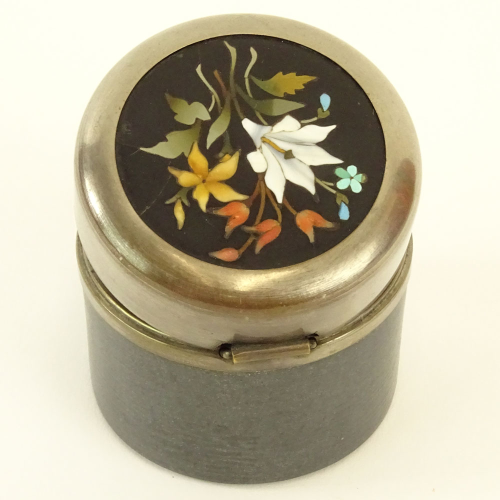 19/20th Century Travel Inkwell with Pietra Dura Top.