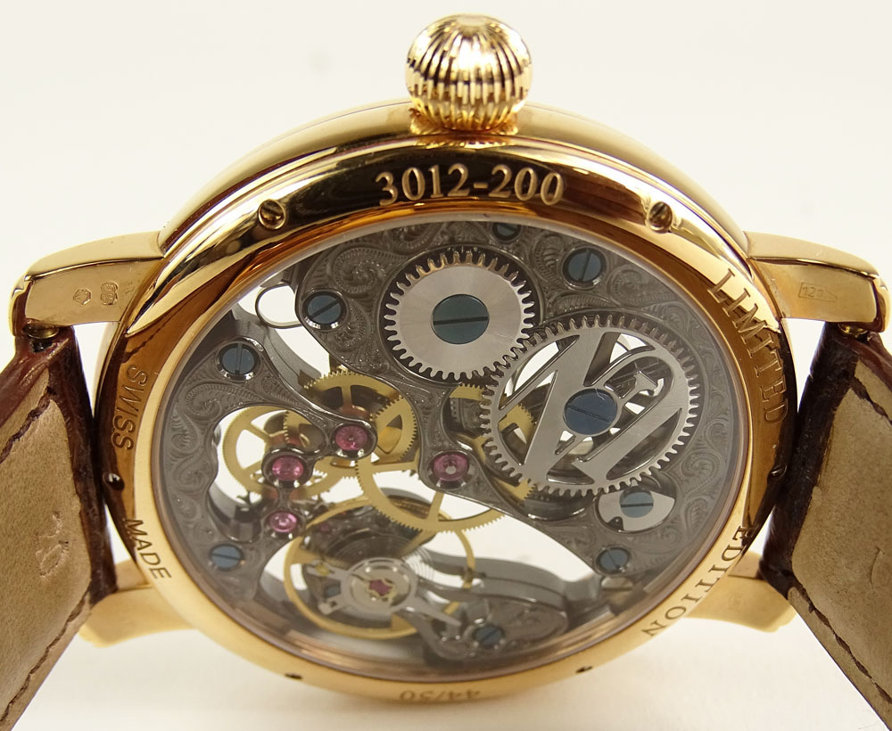 Men s Ulysse Nardin 18 Karat Rose Gold Limited Edition Maxi Skeleton Watch with Box and Papers. Kodner Auctions