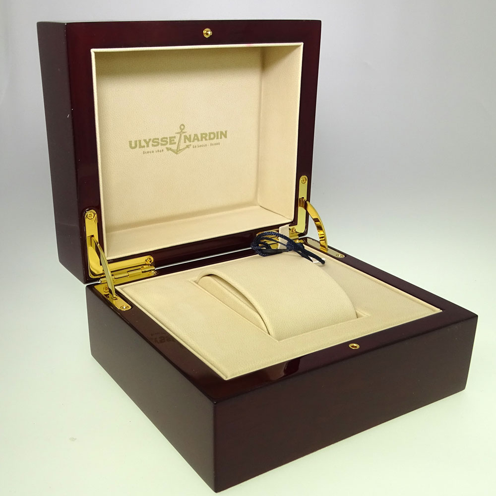 Men's Ulysse Nardin 18 Karat Rose Gold Limited Edition Maxi Skeleton Watch with Box and Papers.