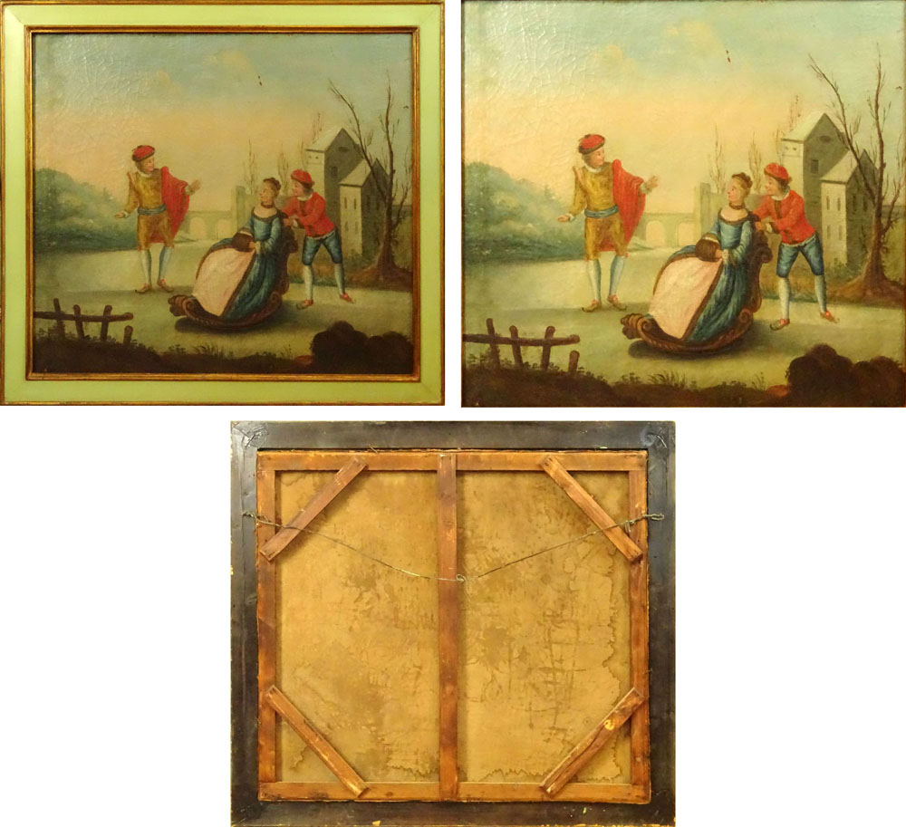 Lot of 4 Italian 19th Century oil on canvas paintings "Genre Scenes in the 18th Century style".