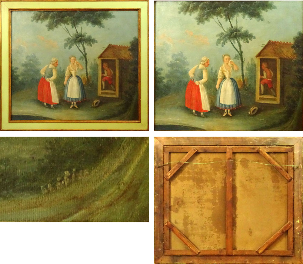 Lot of 4 Italian 19th Century oil on canvas paintings "Genre Scenes in the 18th Century style".