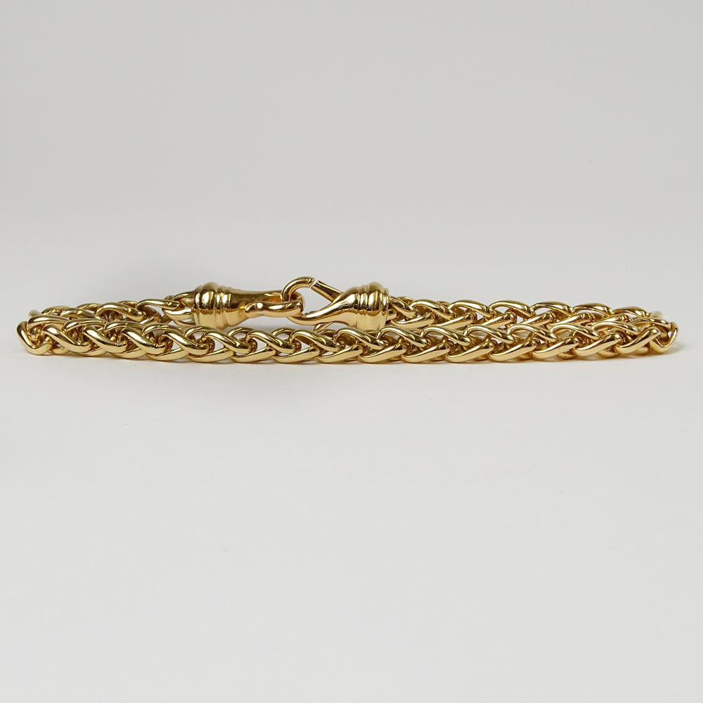 Custom Made David Yurman Heavy 18 Karat Rose Gold Wheat Chain Bracelet. Signed 750.