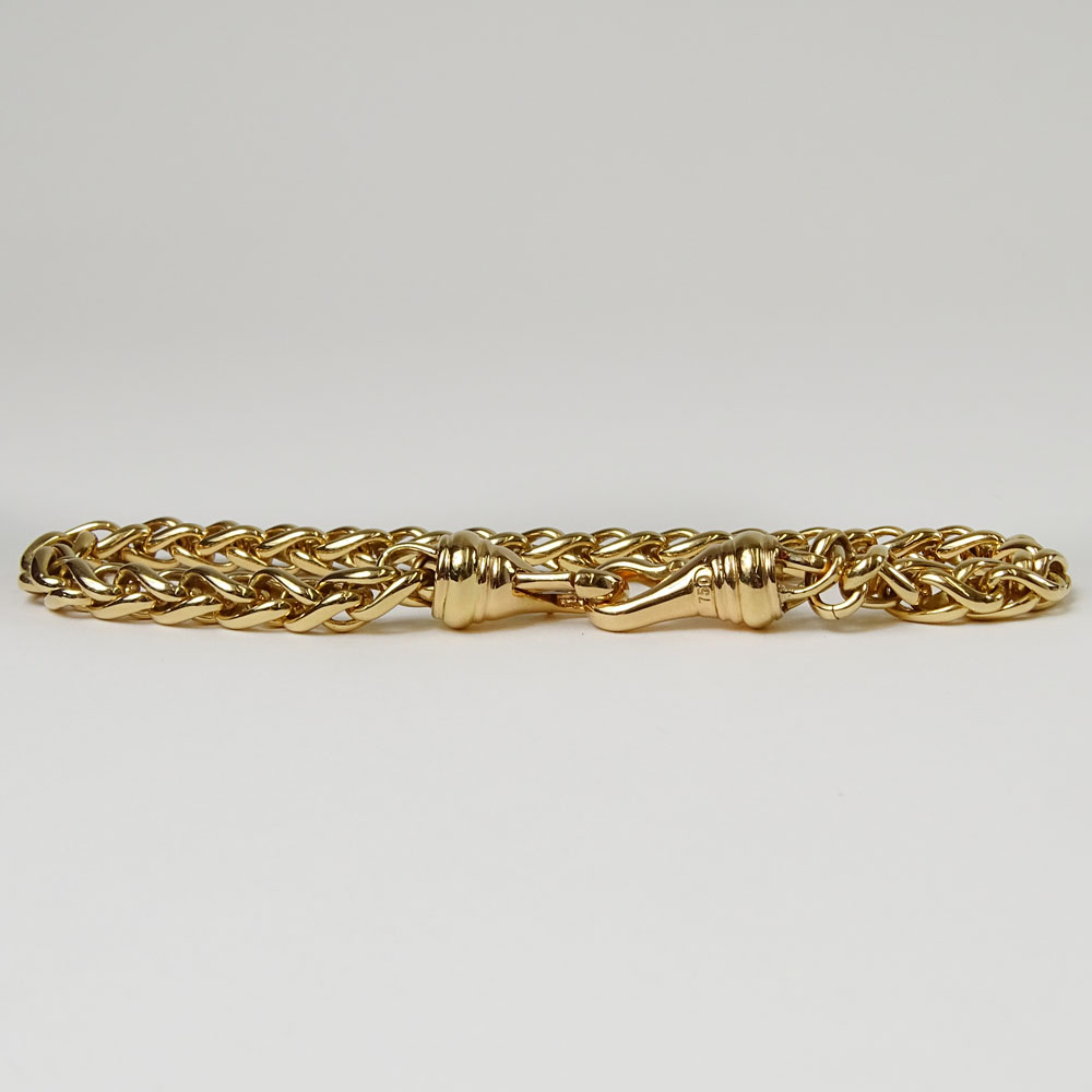 Custom Made David Yurman Heavy 18 Karat Rose Gold Wheat Chain Bracelet. Signed 750.