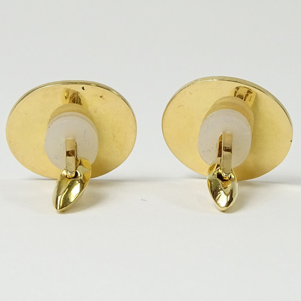 Pair of Men's Antique 18 Karat Yellow Gold and Enamel Roman Soldier Cufflinks.