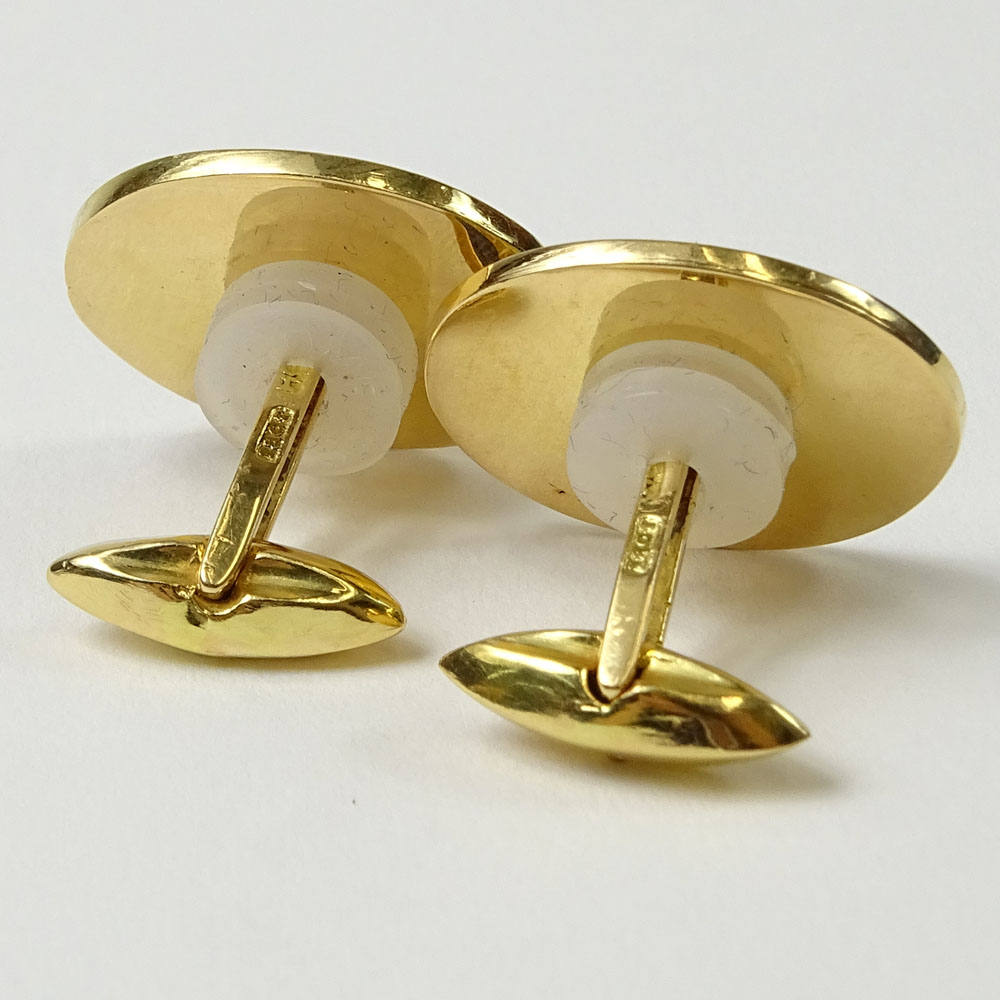 Pair of Men's Antique 18 Karat Yellow Gold and Enamel Roman Soldier Cufflinks.