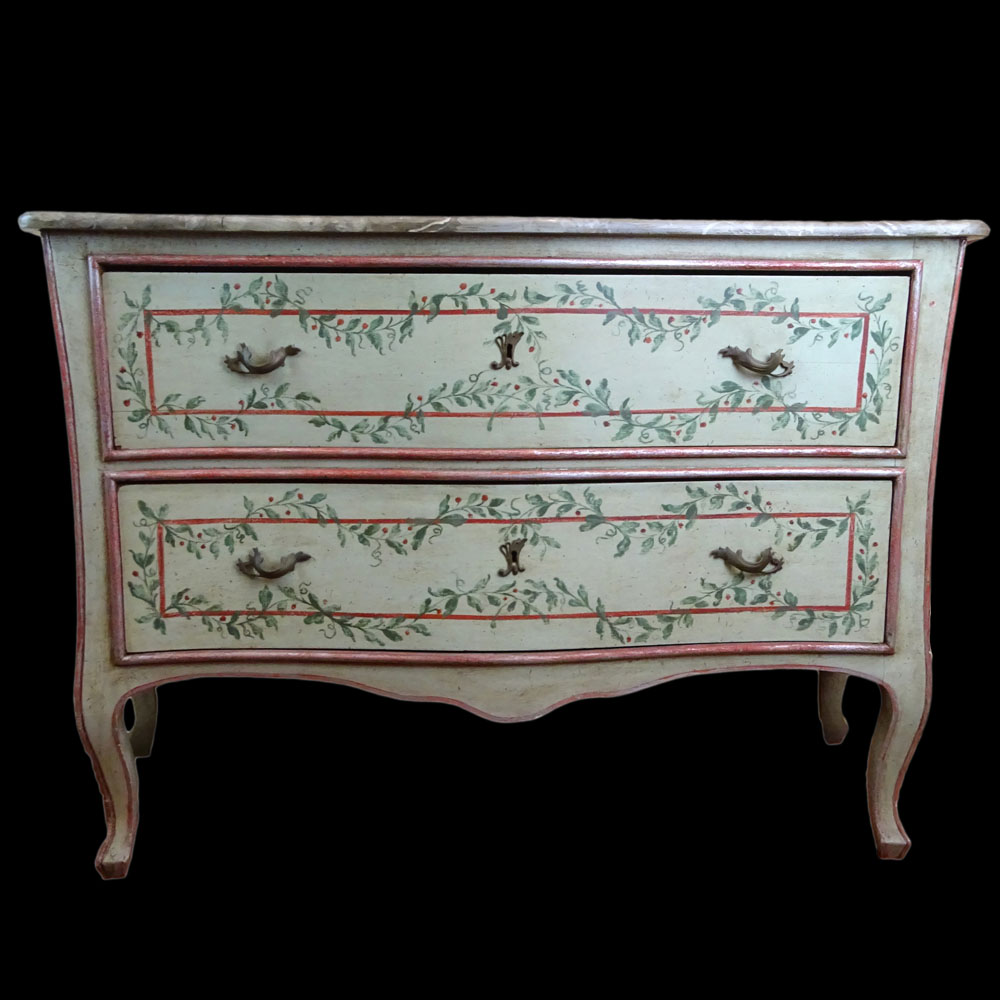 Mid 20th Century Italian, painted 2 drawer commode