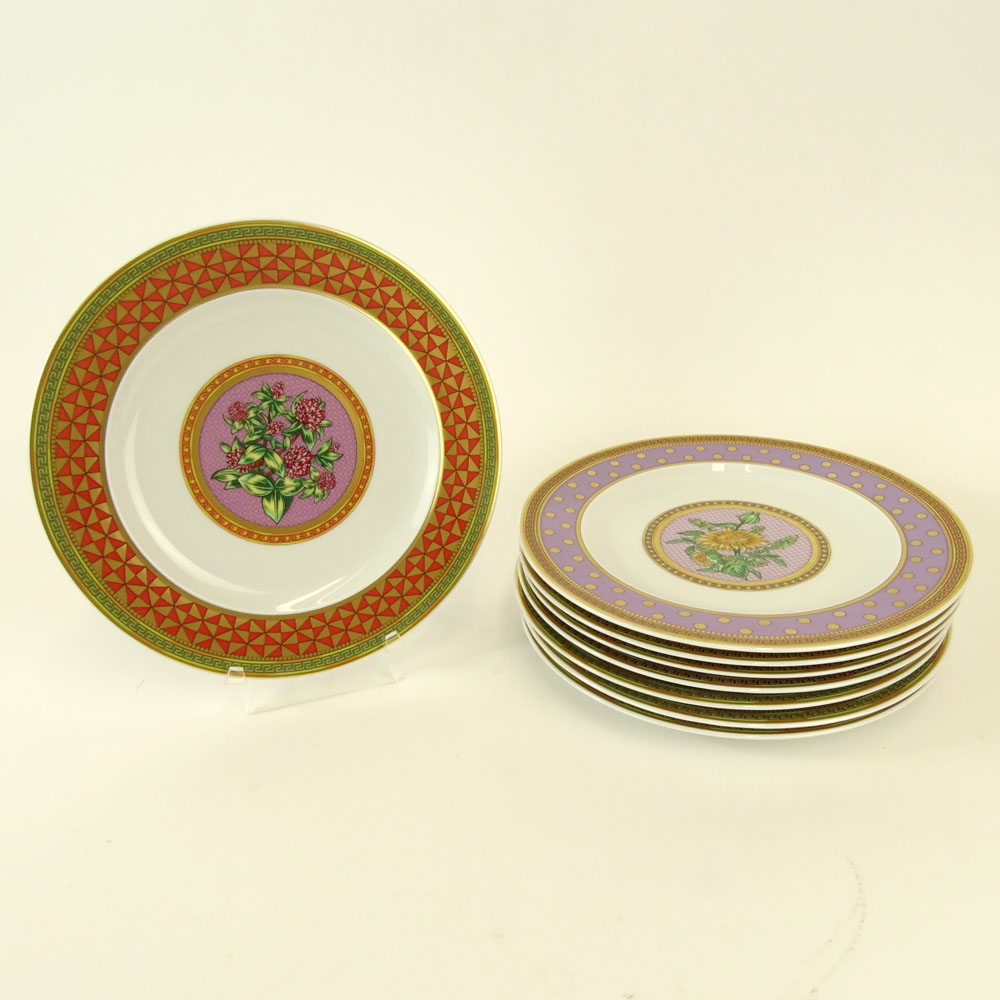 Eight (8) Versace for Rosenthal Salad Plates in the "Floral Elegy"