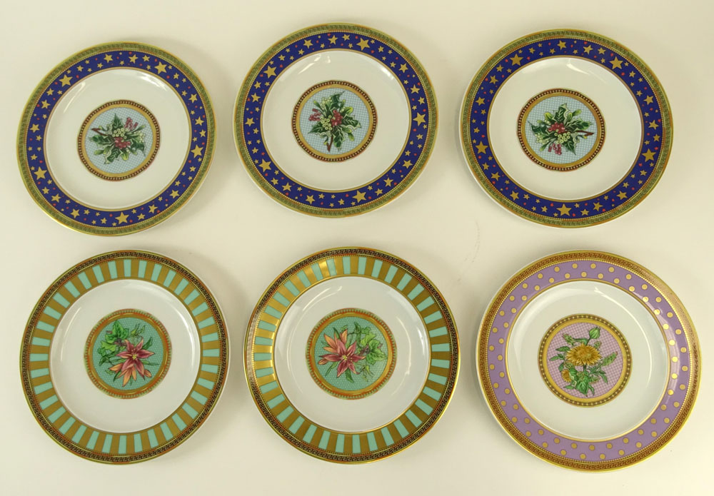 Eight (8) Versace for Rosenthal Salad Plates in the "Floral Elegy"