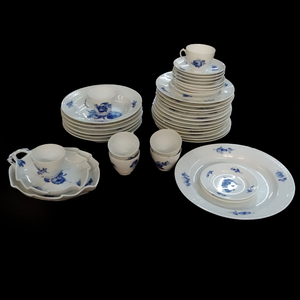 Collection of Thirty Eight (38) pieces of Royal Copenhagen China in the "Blue Flowers" Pattern 