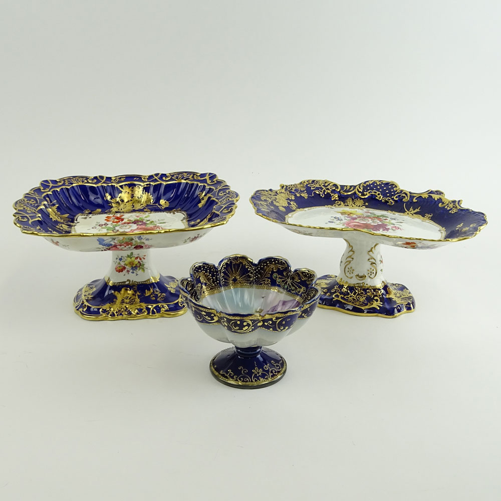 Lot of Three (3) Hand painted Porcelain Compotes.