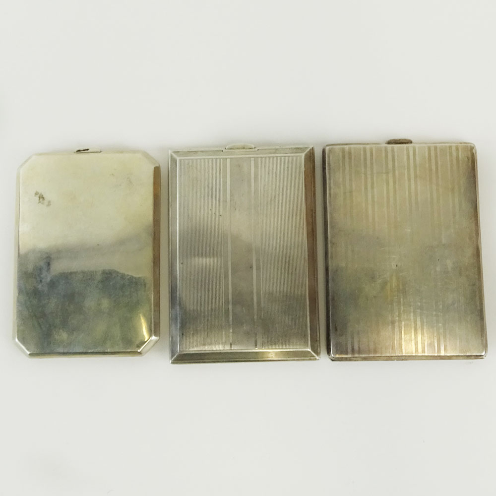 Three (3) Vintage Sterling Silver Cigarette Cases. Signed Sterling.