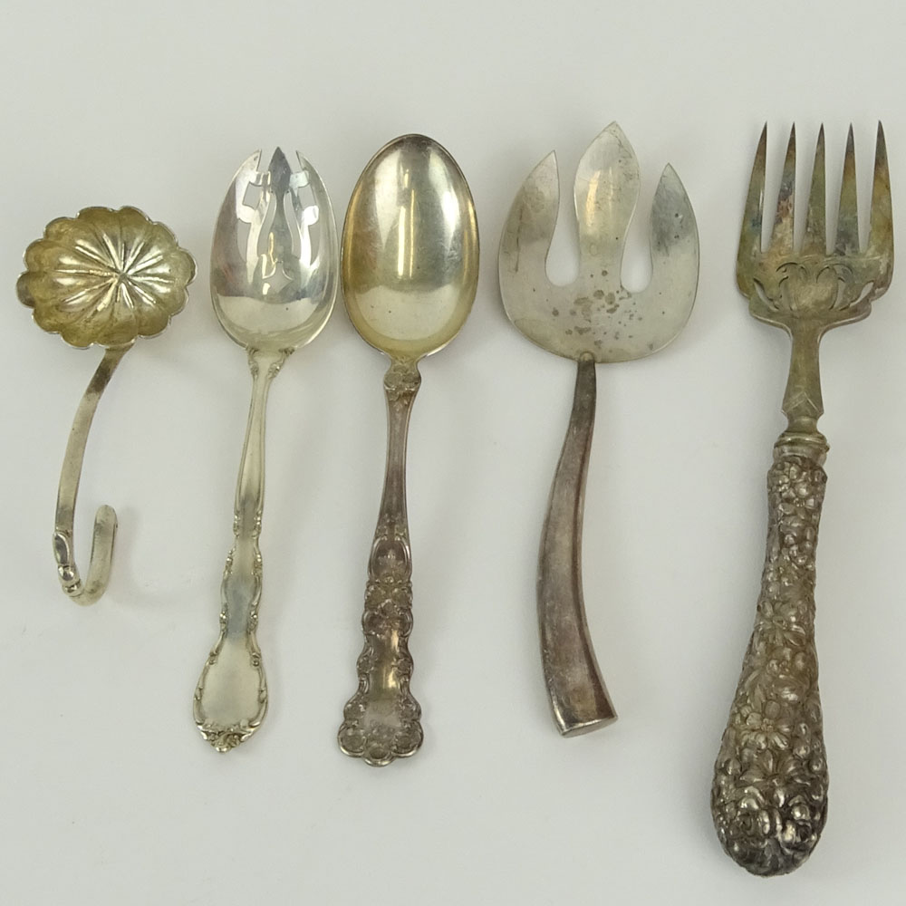 Lot of 5 Vintage and Antique Sterling Silver Serving Pieces.