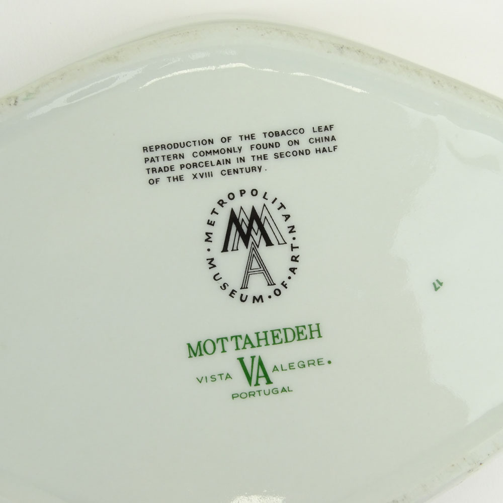 Collection of 8 Pieces Vintage Mottahedeh Porcelain Tobacco Leaf Dishes.
