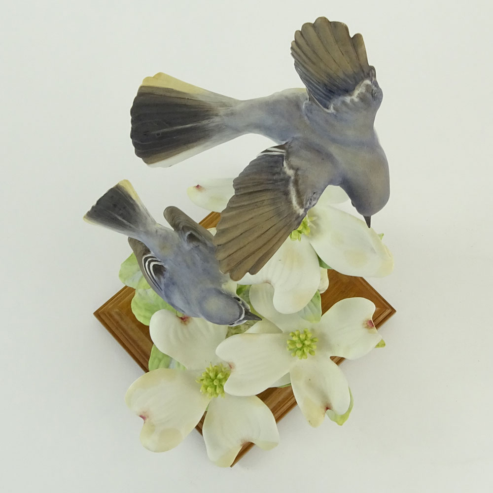 Dorothy Doughty Royal Doulton Porcelain Bird Group "Blue-Grey Gnatcatcher & Dogwood". 