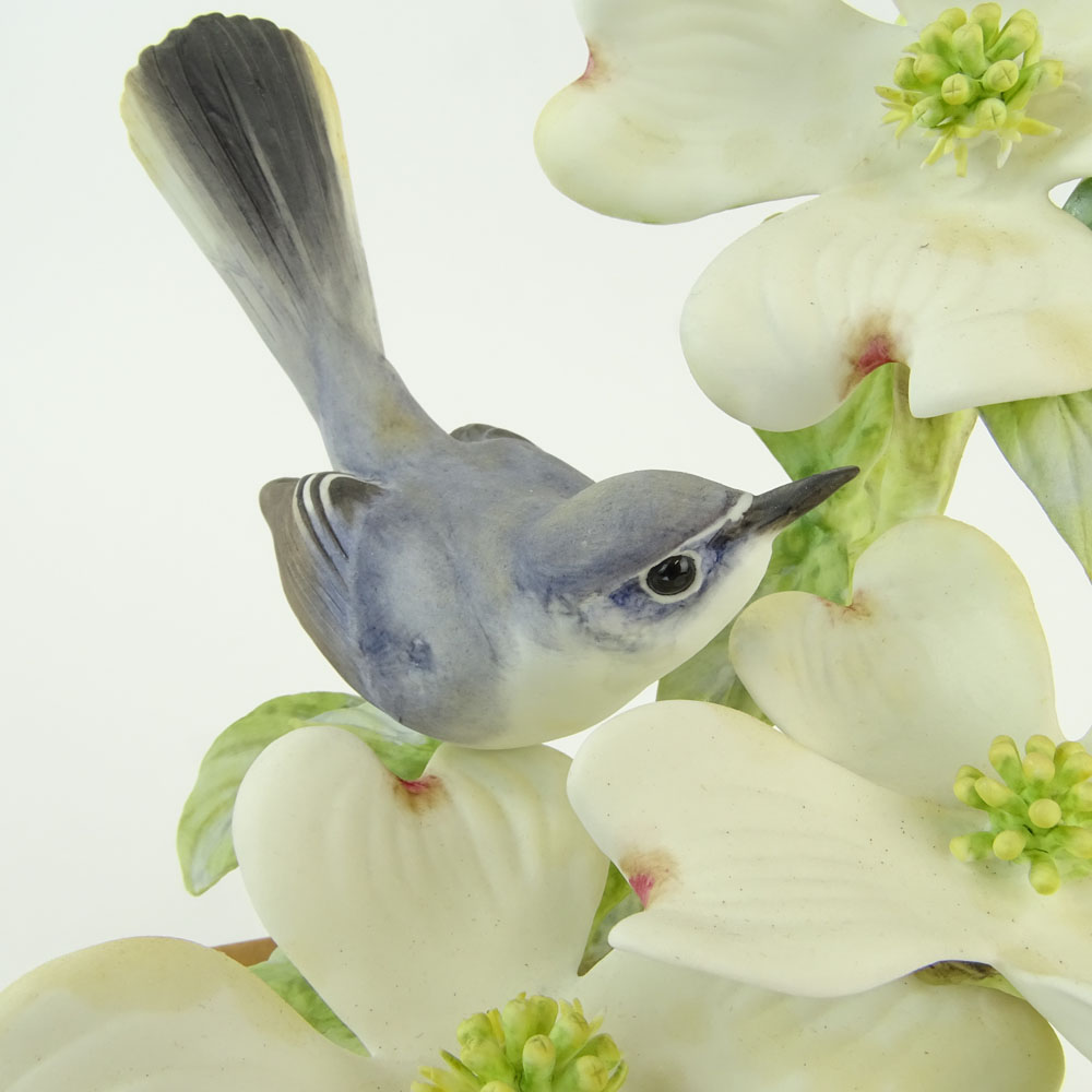 Dorothy Doughty Royal Doulton Porcelain Bird Group "Blue-Grey Gnatcatcher & Dogwood". 