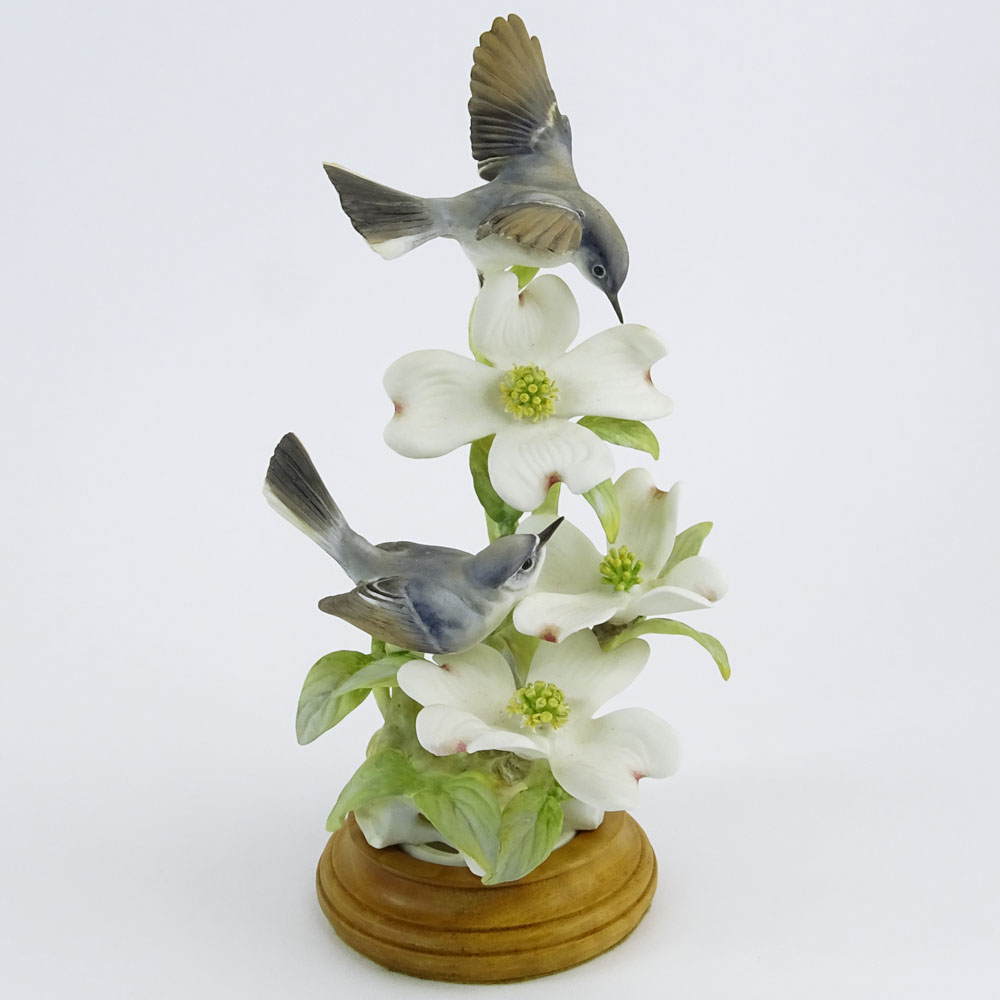 Dorothy Doughty Royal Doulton Porcelain Bird Group "Blue-Grey Gnatcatcher & Dogwood". 