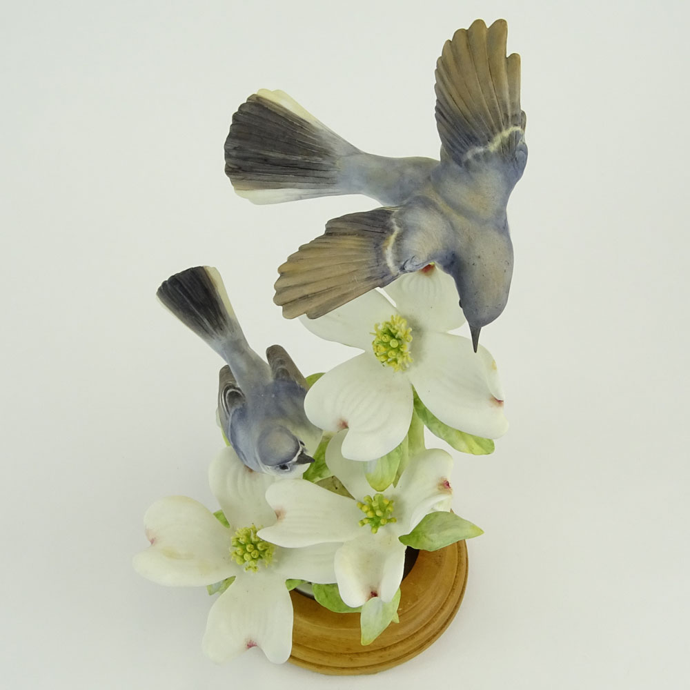 Dorothy Doughty Royal Doulton Porcelain Bird Group "Blue-Grey Gnatcatcher & Dogwood". 