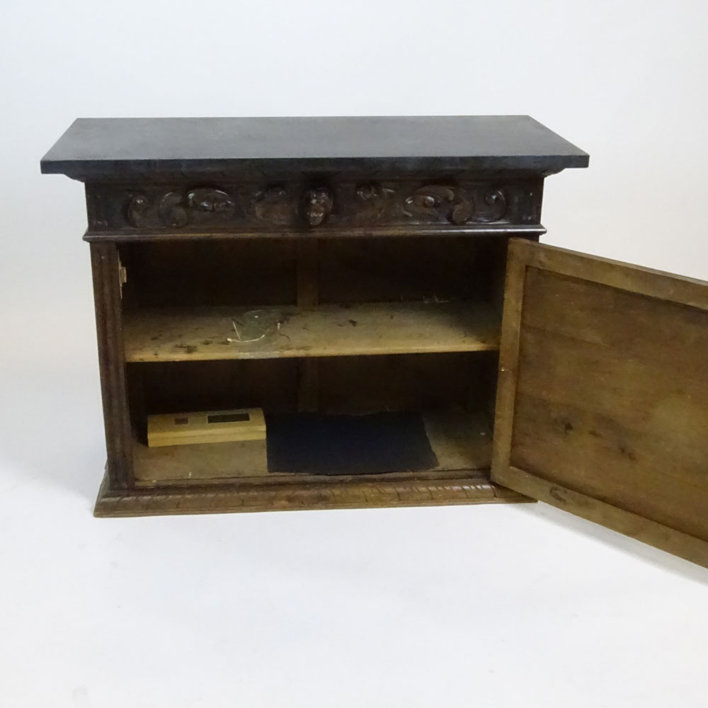 19/20th Century Continental Renaissance style Carved Walnut Cabinet with Later Slate Top.