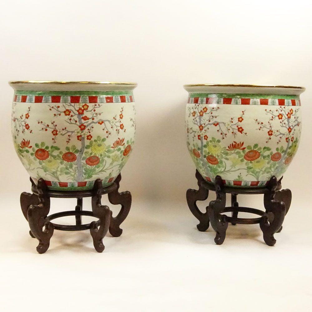 Large Pair Mid 20th Century Chinese Carved wood stand