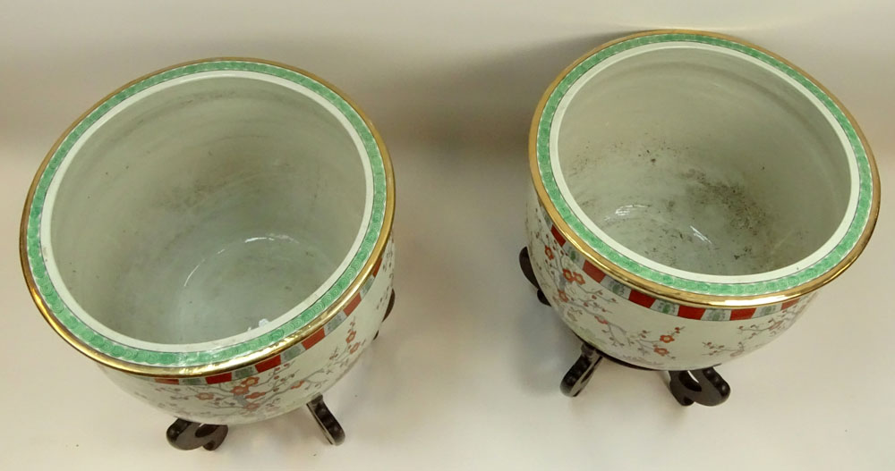 Large Pair Mid 20th Century Chinese Carved wood stand