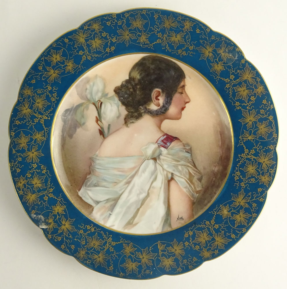 Limoges Hand Painted Porcelain Portrait Plate. "Beauty In Profile"