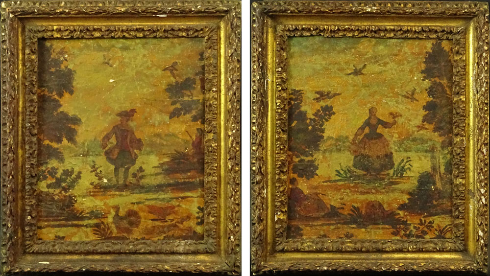 Pair of Early 20th Century French decorative framed panels.