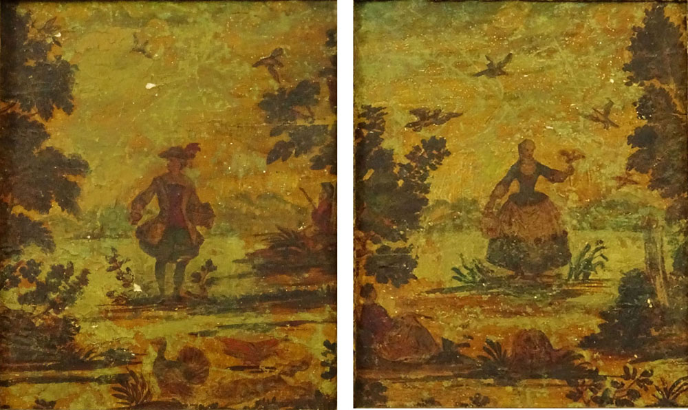 Pair of Early 20th Century French decorative framed panels.