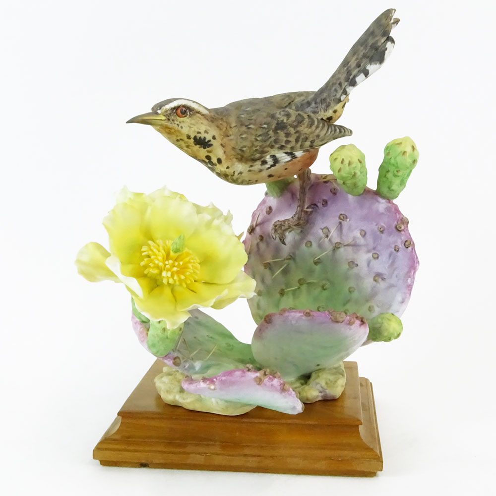 Dorothy Doughty Royal Doulton Porcelain Bird Group "Cactus Wren & Prickley Pear". 