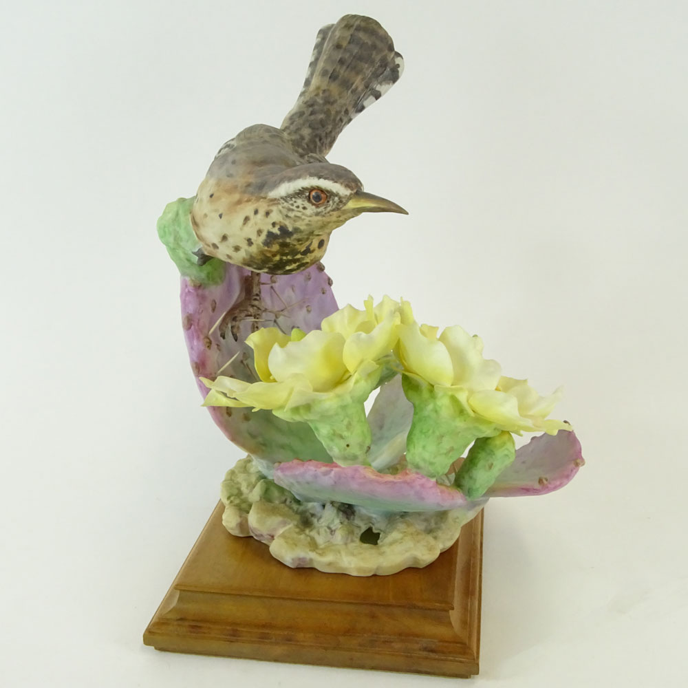 Dorothy Doughty Royal Doulton Porcelain Bird Group "Cactus Wren & Prickley Pear". 