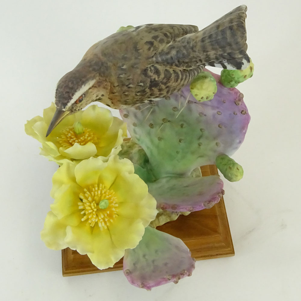 Dorothy Doughty Royal Doulton Porcelain Bird Group "Cactus Wren & Prickley Pear". 