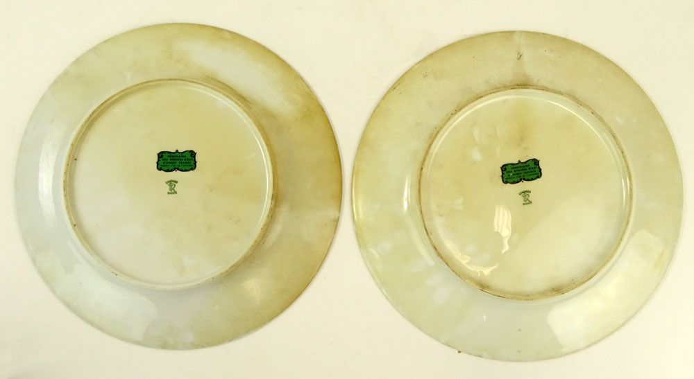 Pair of Limoges Porcelain Transferware Dog Plates.