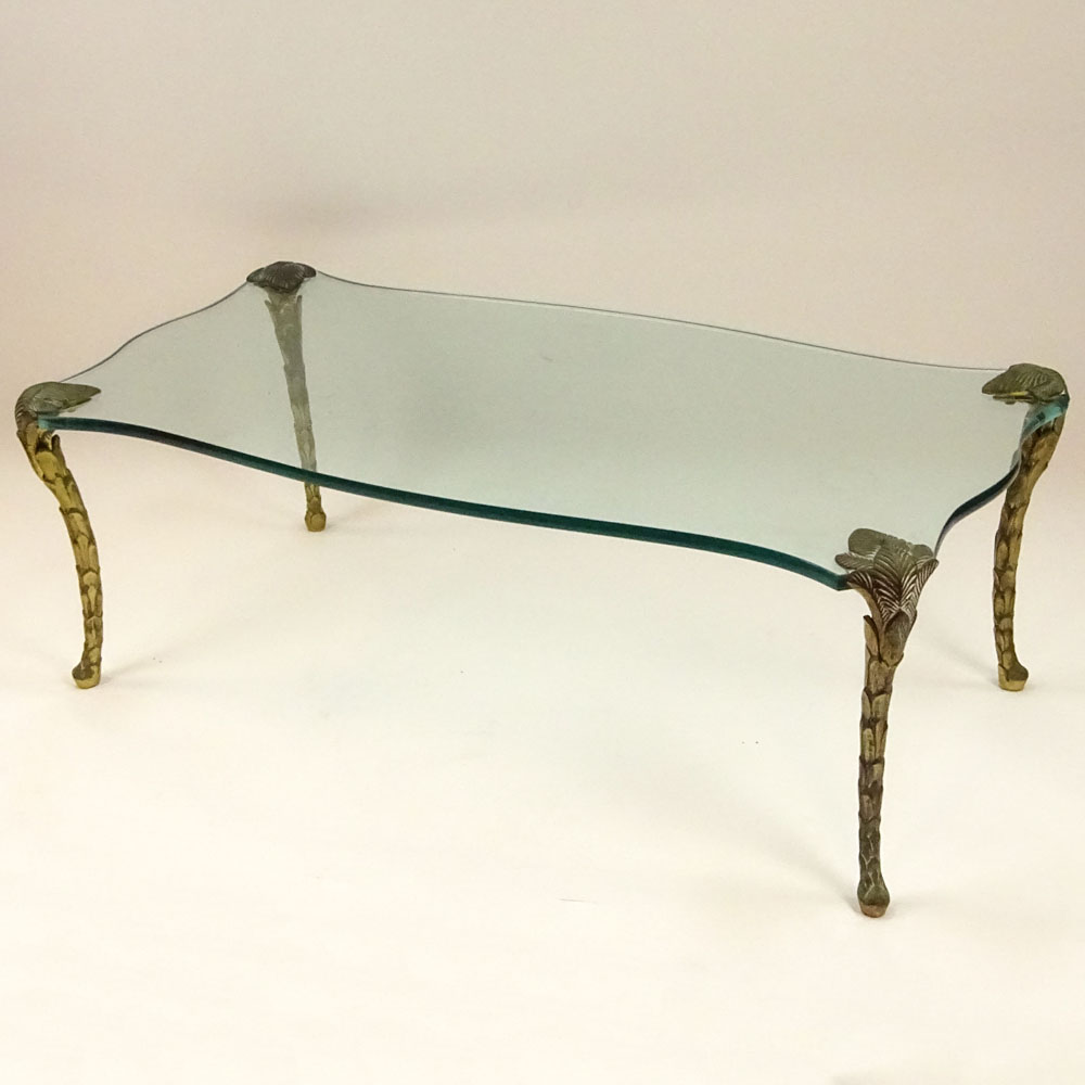 Mid 20th Century bronze and glass coffee table.