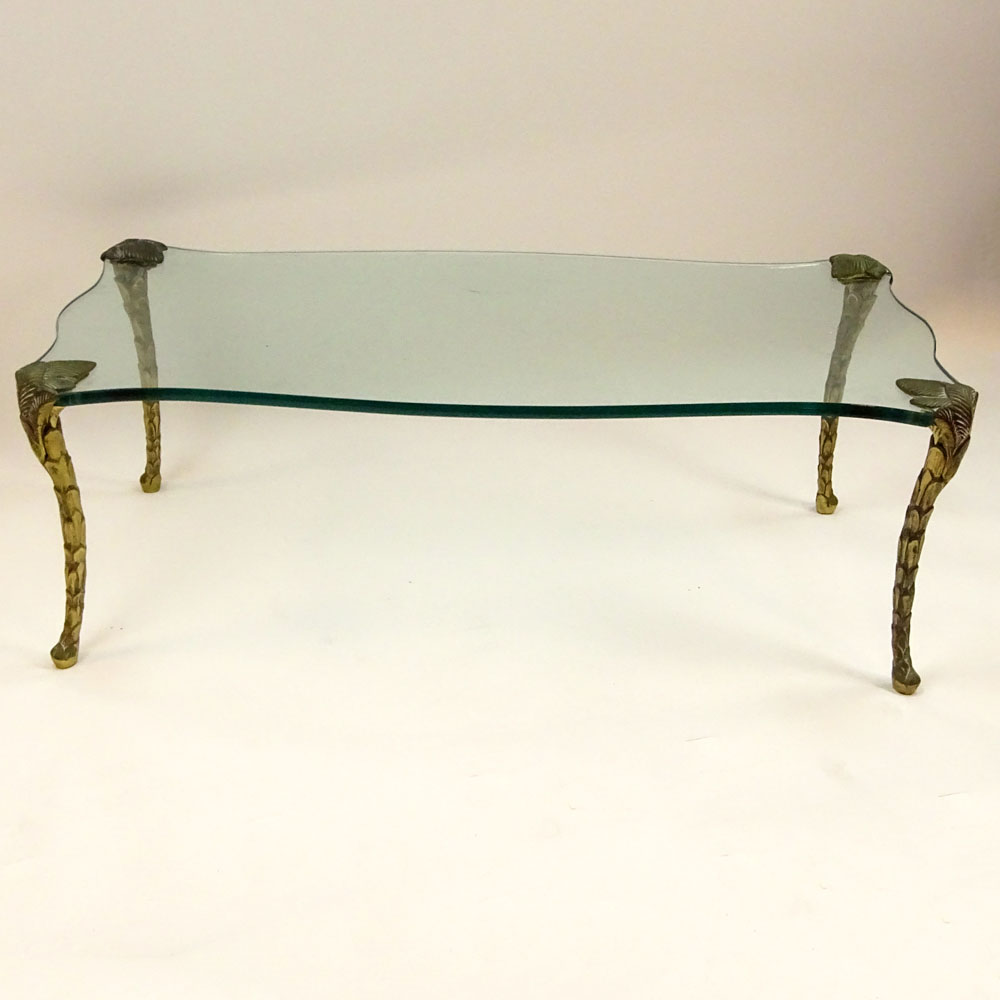 Mid 20th Century bronze and glass coffee table.