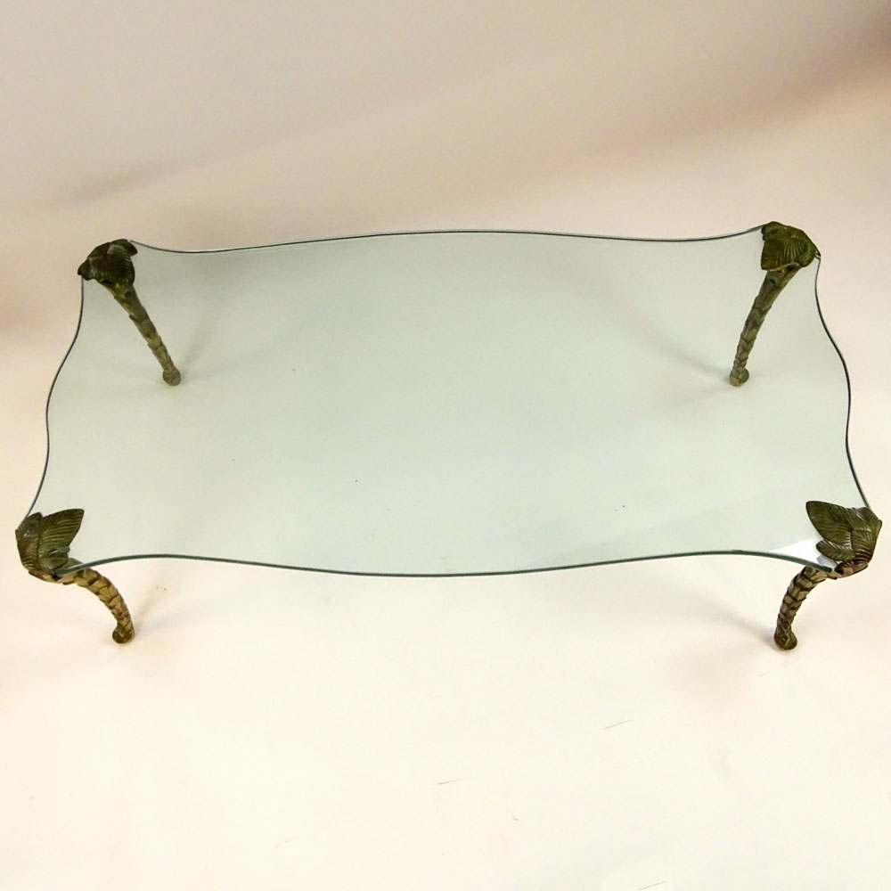 Mid 20th Century bronze and glass coffee table.