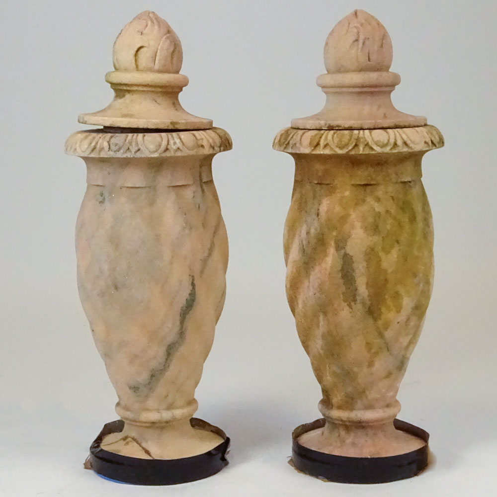 Pair of 20th Century carved marble garden urns.