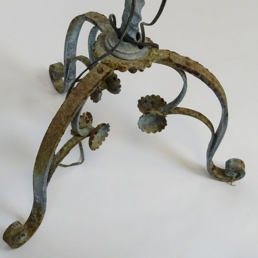 Pair circa 1920's Wrought Iron Torchieres.