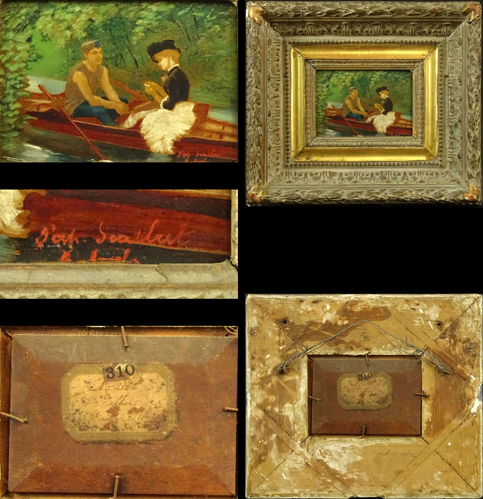 Collection of 4 Antique Continental Miniature Oil Paintings on Panels.