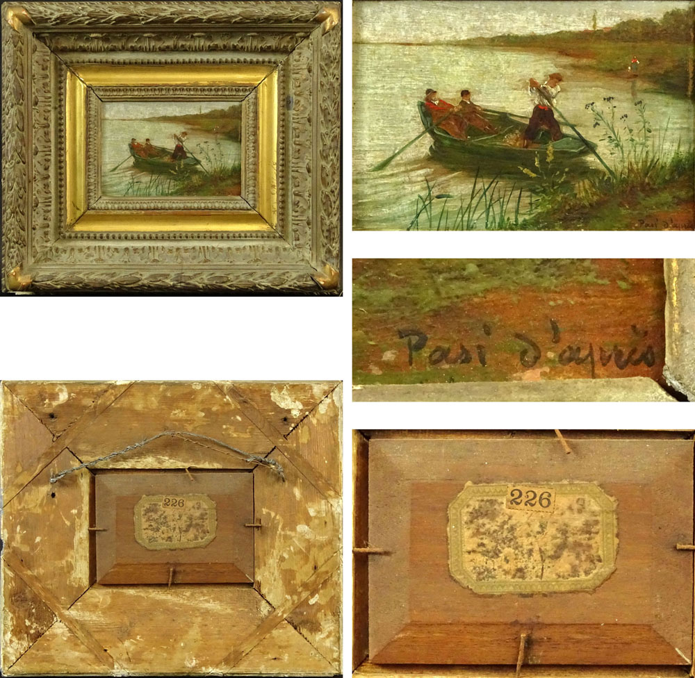 Collection of 4 Antique Continental Miniature Oil Paintings on Panels.