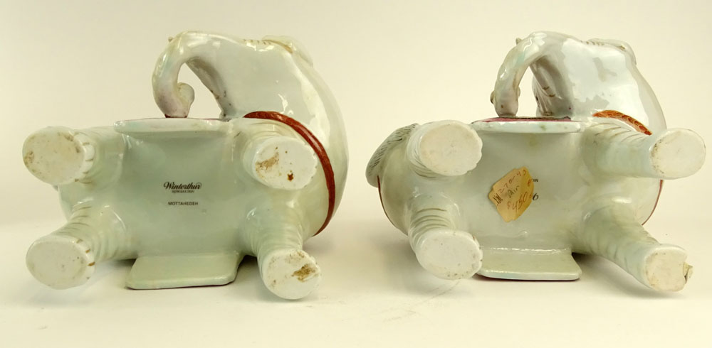 Pair Mottahedeh Chinese Style Porcelain Elephant Vases.