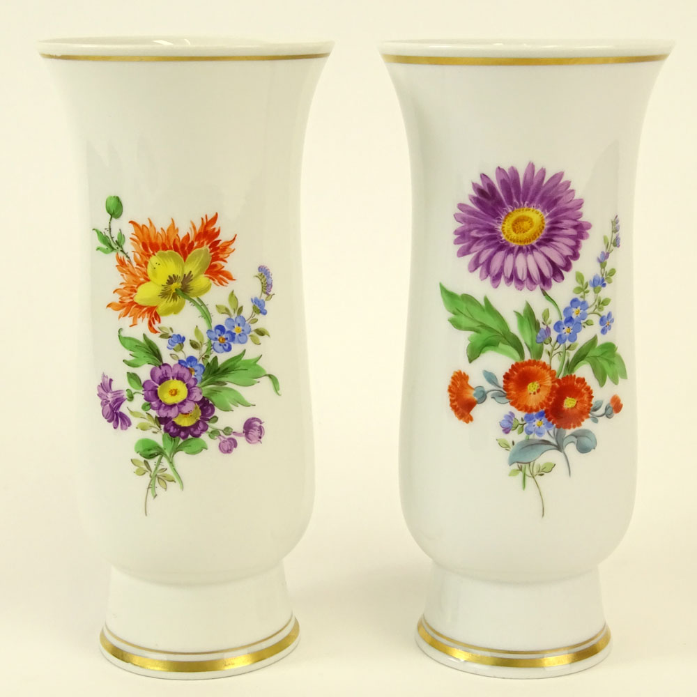 Pair of Meissen Hand Painted Porcelain Vase.